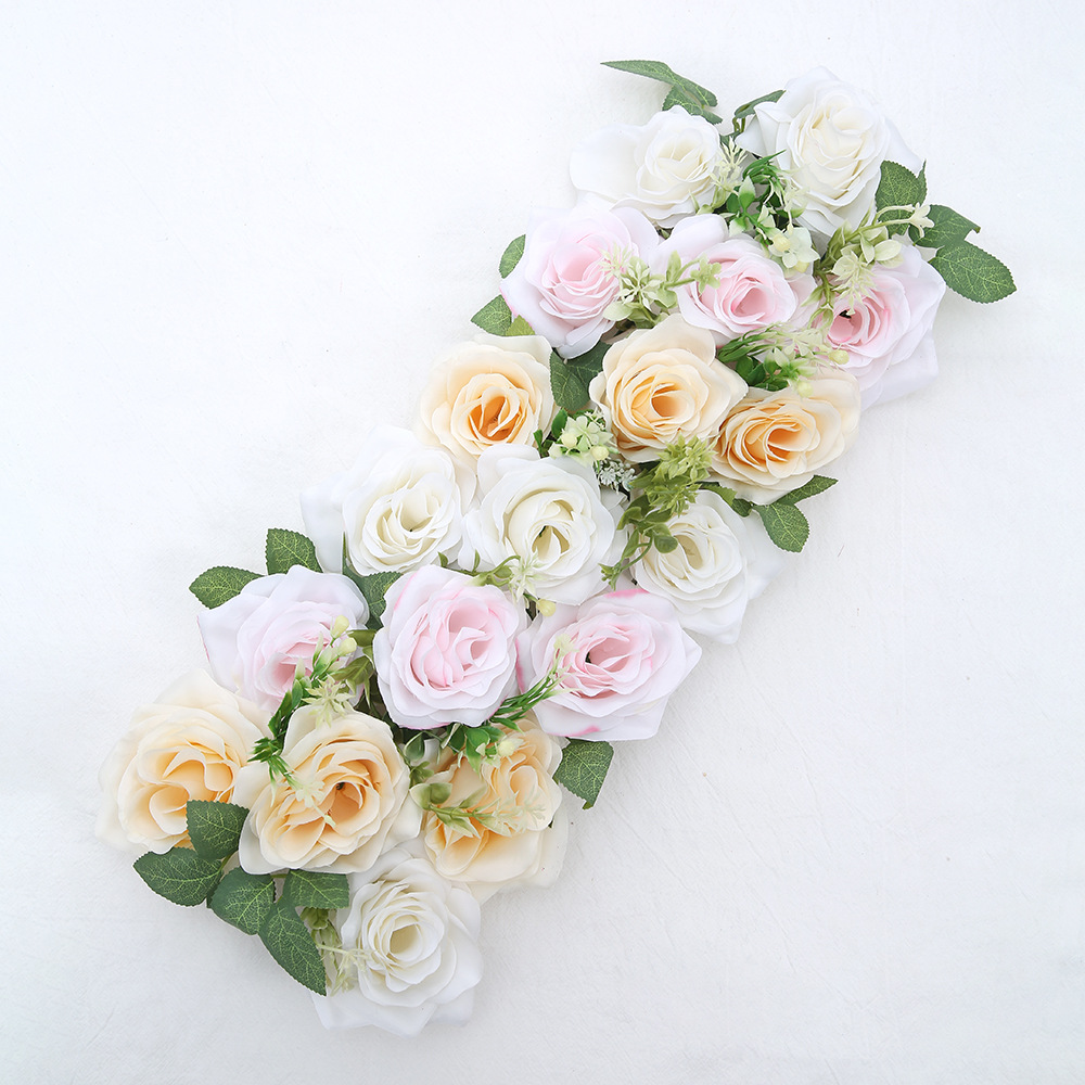 Flor de boda flor de simulación de boda tira larga aterrizaje T-Plane Road flor de guía de arco transfronterizo escena decoración flor de fila