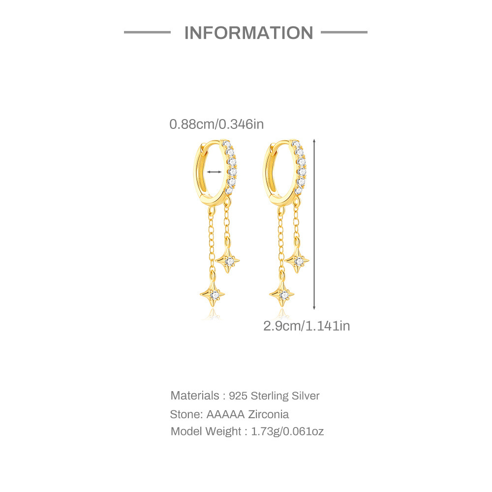 1g Weight 925 Sterling Silver Ear Needle Material 1 Pair 925 Sterling Silver Star Bow Knot Drop Earrings Earrings