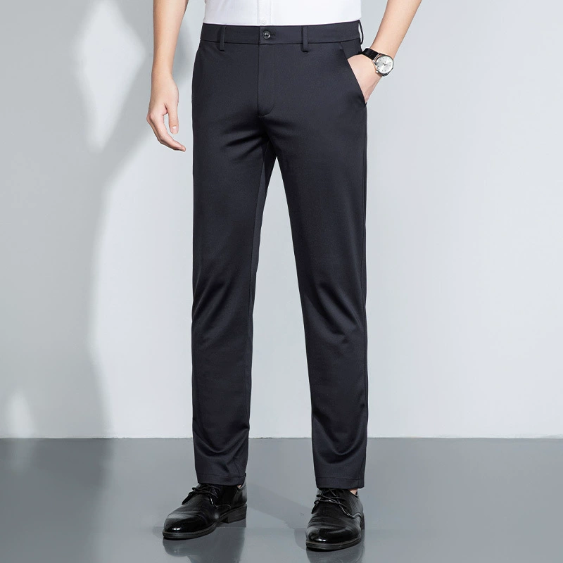 Шелковые повседневные брюки тутового дерева Мужские тонкие брюки Летний бутик Мужские прямые брюки Шелковые узкие брюки с эластичной талией