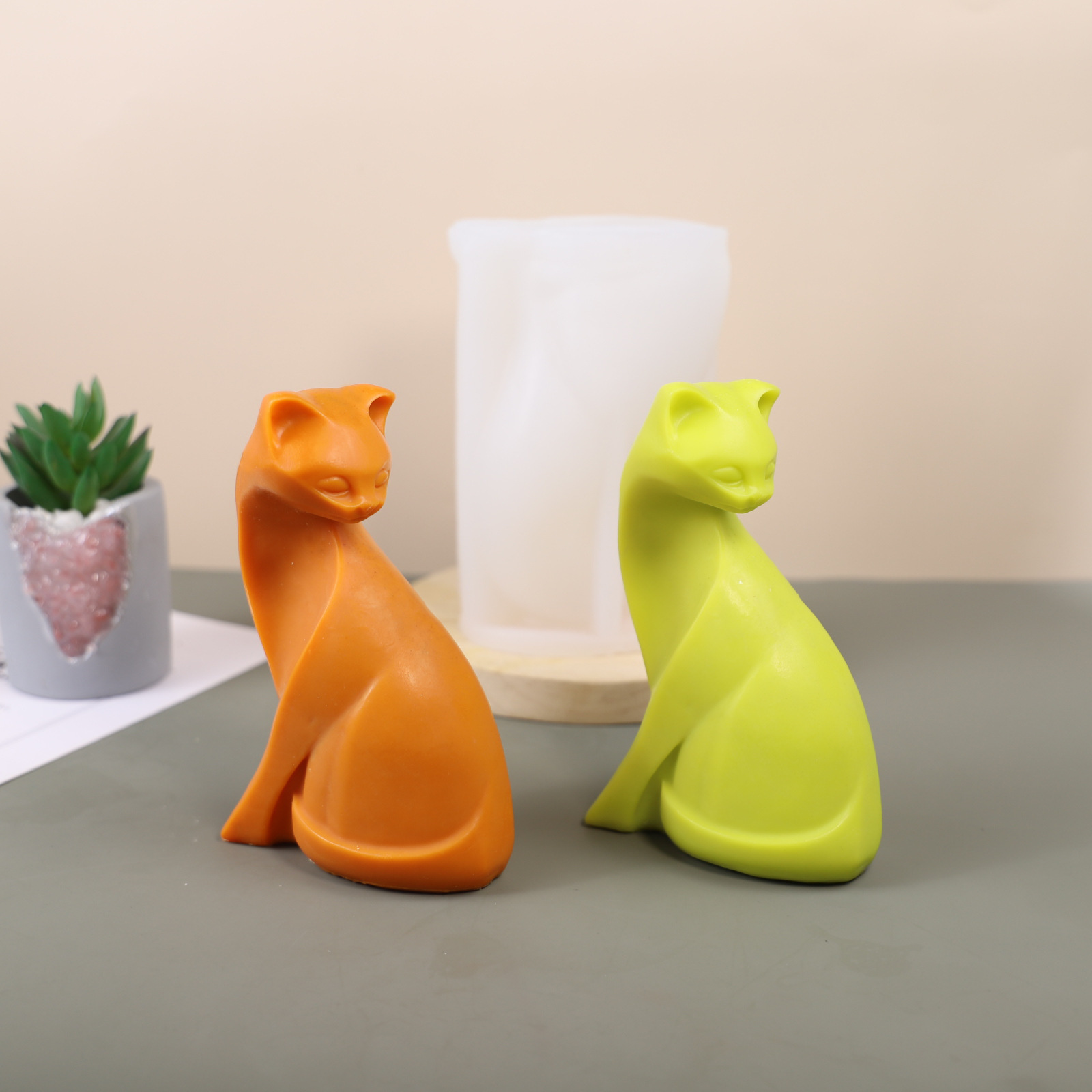 3D стерео кошачий гипс плесень DIY для дома, чтобы расширить благовония украшения ручной работы ароматерапия свечи силиконовая плесень