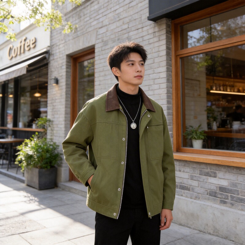 2026 Spring and Autumn Trendy Casual Jacket for Men Windproof Turn-Down Collar Retro Japanese Style Coat Patagonia