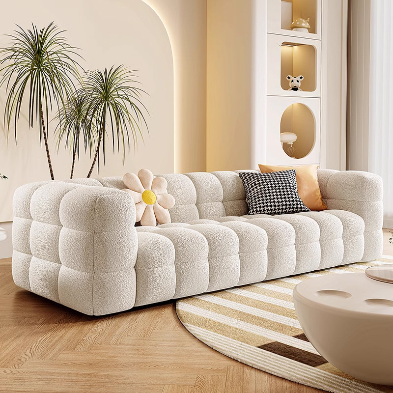 Crema de estilo sala de estar puff sofá diseño maestro recomendado en línea rojo pequeño apartamento lambswool sofá simple moderno