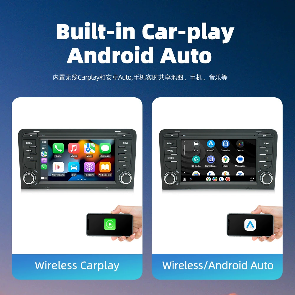 Подходит для Audi A3 большой экран 7-дюймов Android навигация GPS позиционирование беспроводной CarPlay Bluetooth радиоприёмники