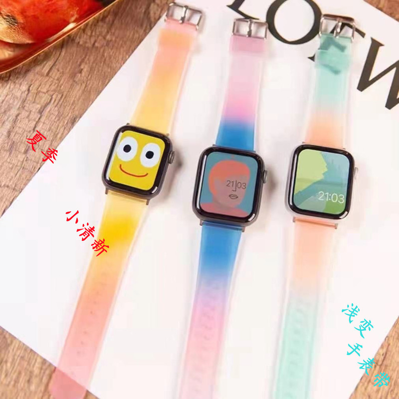 Summer small fresh jelly watch band for apple apple watch6/5/4/3/2/se transparent wristband
