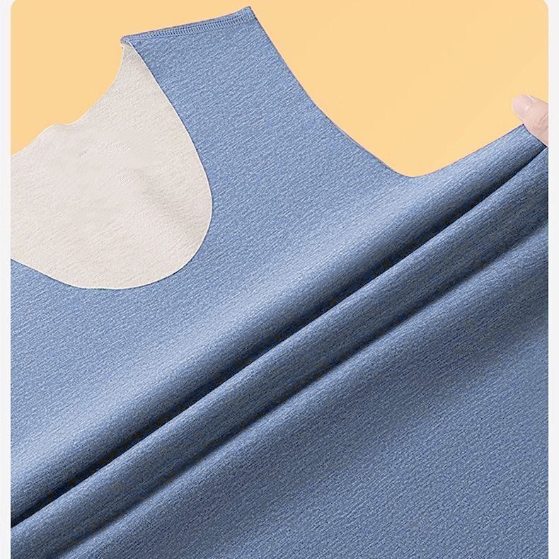 Invierno sin marcas de doble cara abrasión cálido chaleco de cuello redondo para hombres base de terciopelo más terciopelo calor antibacteriano chaqueta de otoño