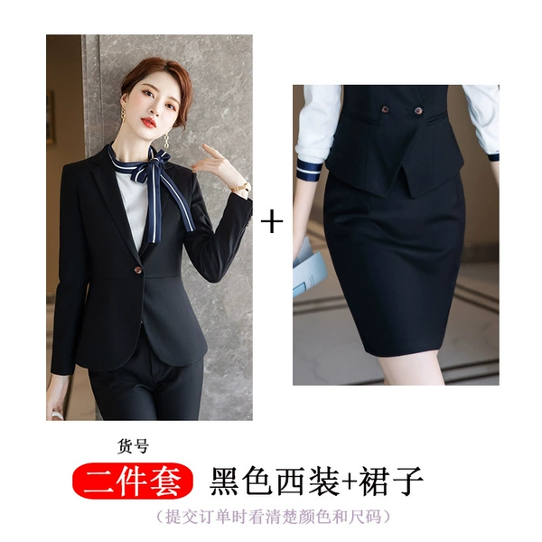 Classic suit jacket, black mini-skirt
