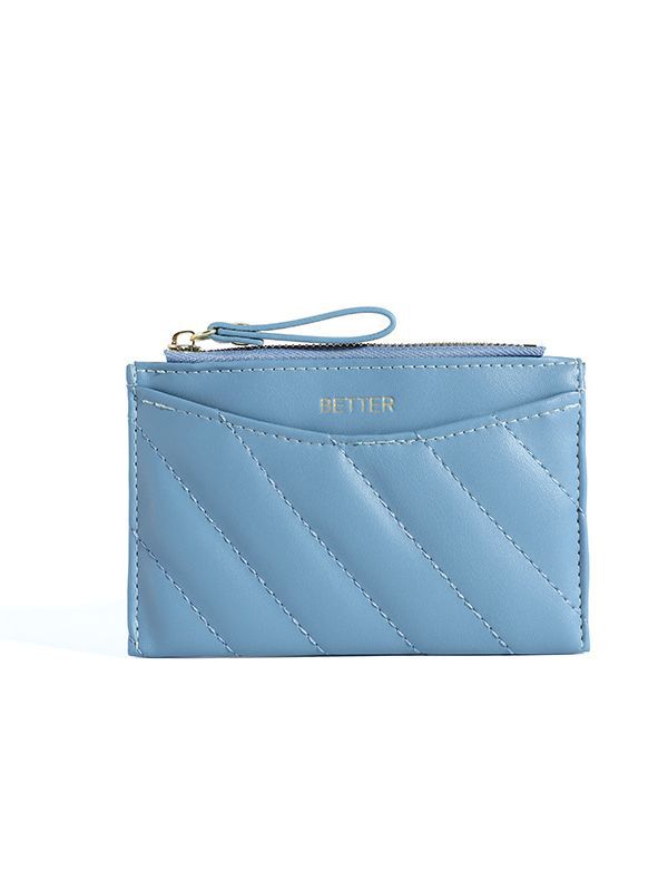 Nuevo titular de la tarjeta Haitao monedero titular de la tarjeta de gran capacidad simple auricular bolsa ultra-delgada de color sólido con cremallera titular de la tarjeta pequeña para las mujeres