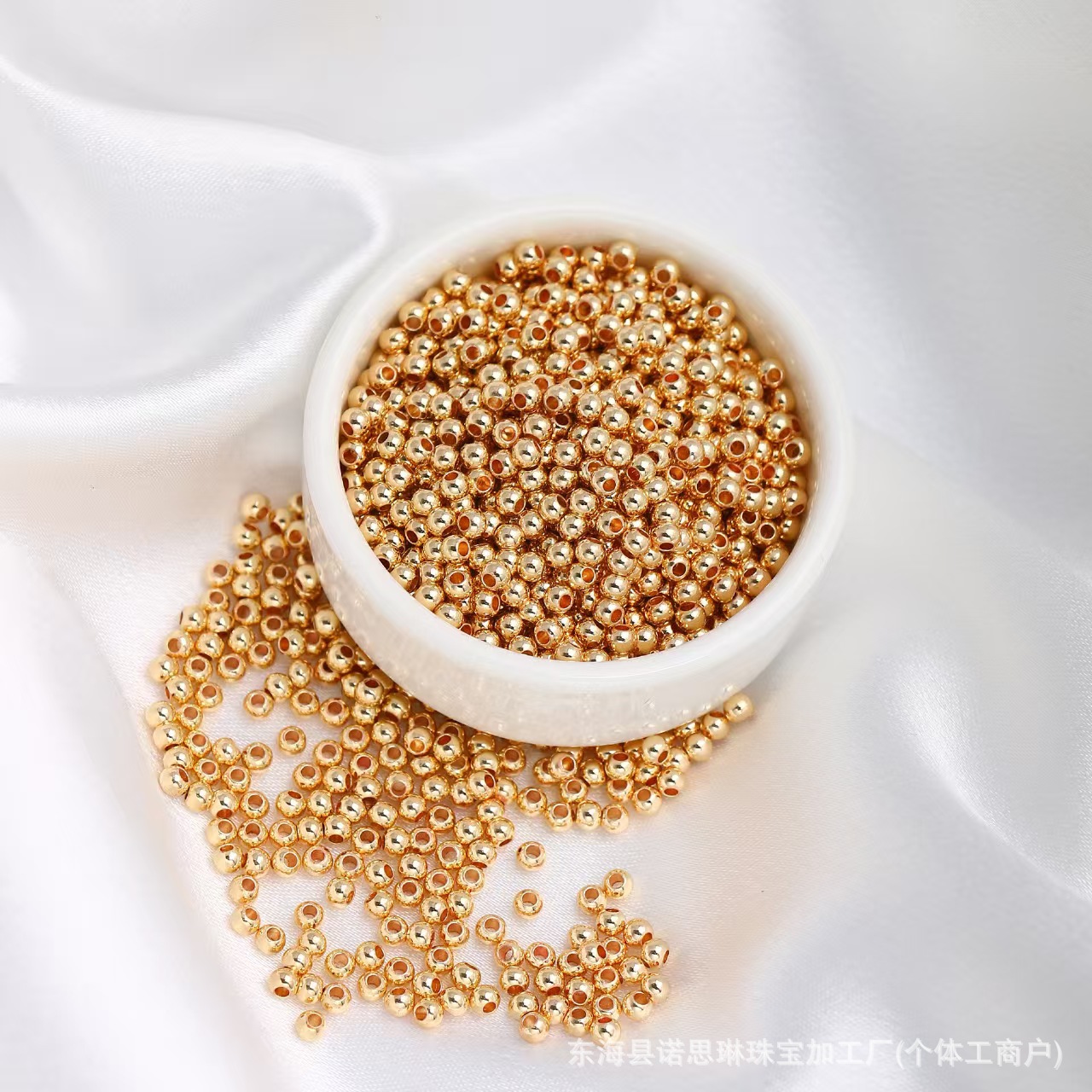 Color-Preserving 14K18K Gold-Plated Copper Gold-Plated Glossy Small Gold Beads Loose Beads DIY Jewelry Beading Accessories Round Beads