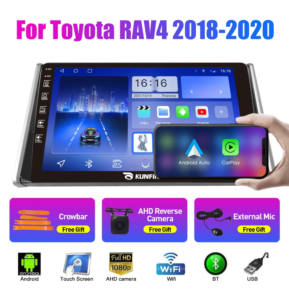 Подходит для автомобильного навигатора Toyota RAV4 2018-2020 с Android, GPS-подсветка заднего изображения, всестороннее устройство