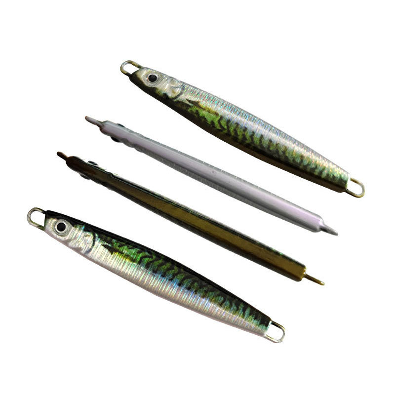 Luya Placa de hierro plomo pescado biónico cebo falso Pesca de Mar tiro largo lentejuelas cebo falso tres ganchos placa desnuda cebo de imitación al por mayor