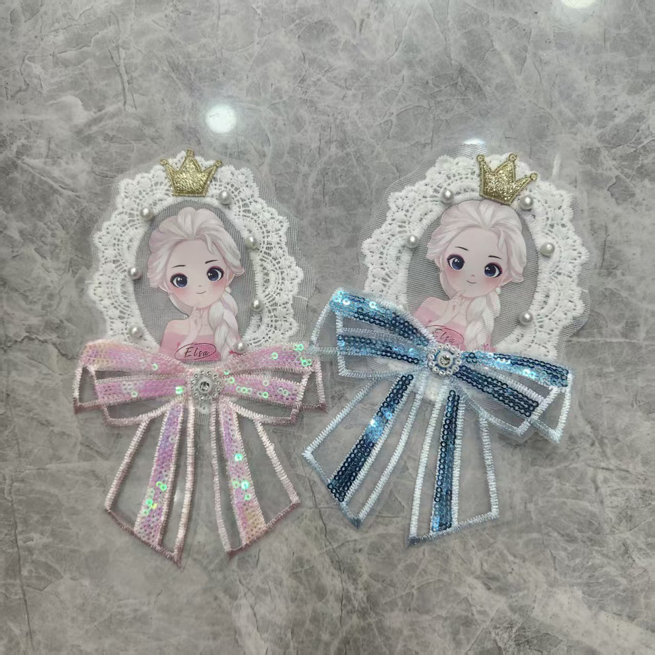 可爱女童纱裙蝴蝶结冰雪奇缘爱莎公主小补丁装饰布贴衣服服装辅料