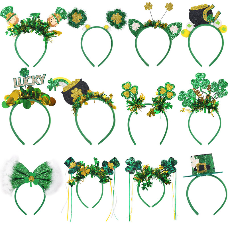 Irish Festival Headband Clover Topper Green Headband Headwear Saint Patrick's Party Decoration Color Strip Headband