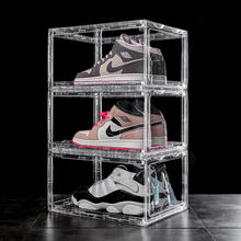 鞋盒透明批发全透明正开亚克力网红收纳盒防氧化磁吸防尘鞋墙柜