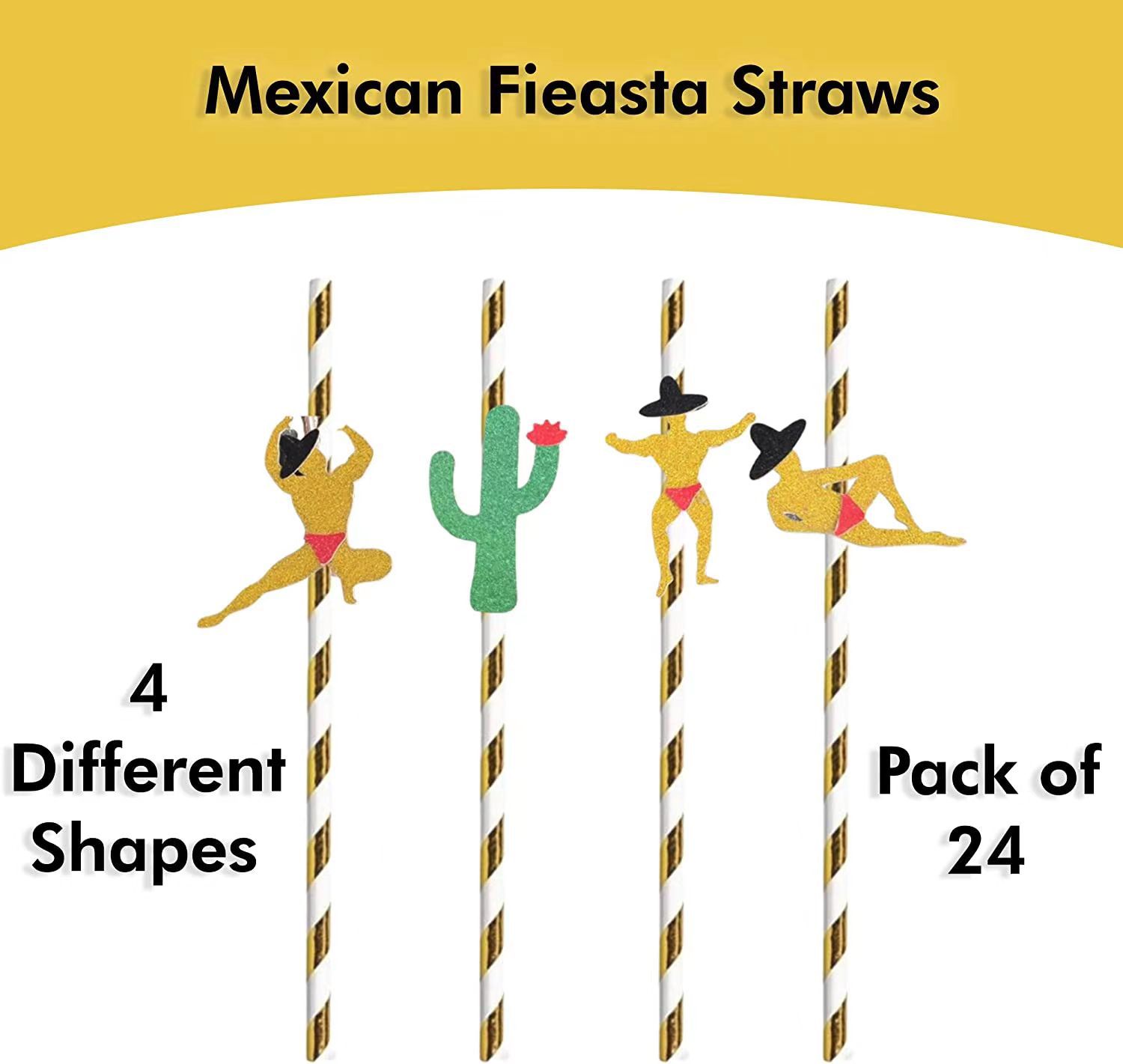 Paja de papel de la tarjeta del Festival Mexicano desechable degradable pastel de postre bar decoración del partido paja