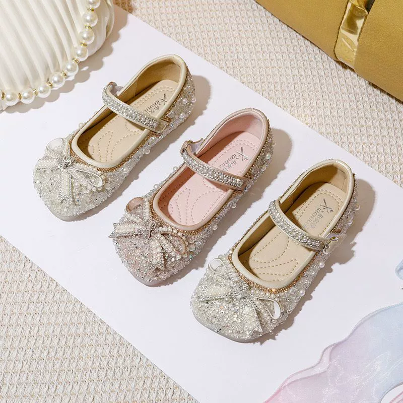 Хрустальные туфли на мягкой подошве для девочек в стиле принцессы