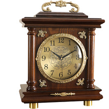 1Z5X新中式实木座钟客厅时钟家用摆台式静音古典钟表桌面台钟装饰