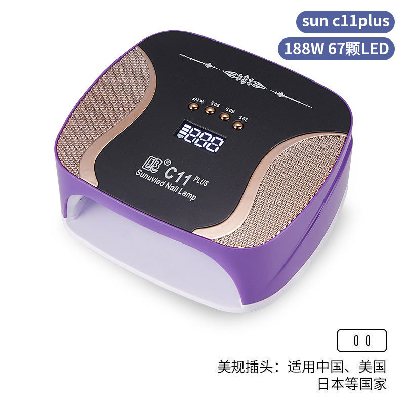 Lámpara de manicura inteligente de alta gama de luz de terapia de diamante 256W de alta potencia de pegamento de vinilo lámpara de horneado de dos manos secador de uñas transfronterizas