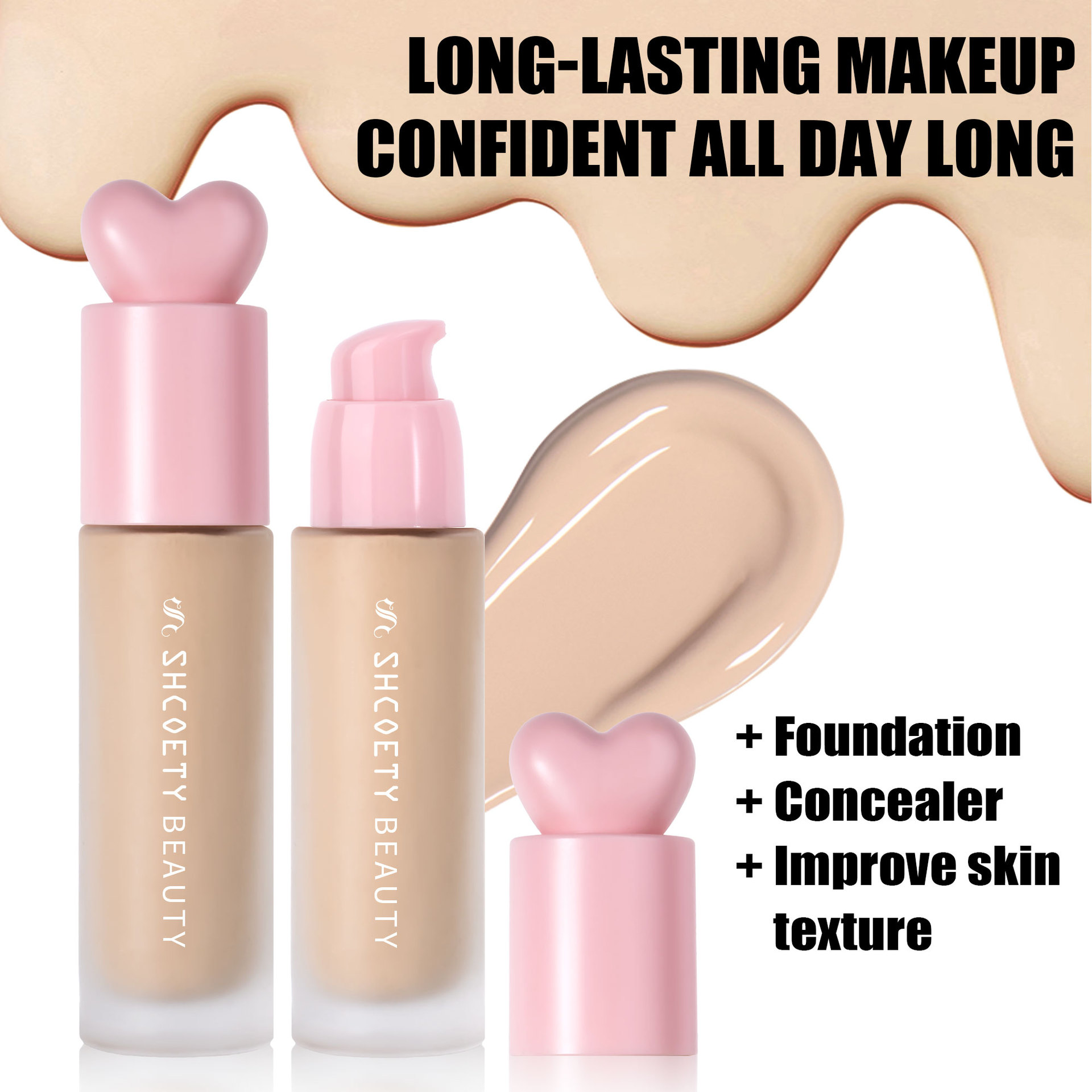 SHCOETY Cross-border Foundation matte Concealing Long-lasting Makeup without smudge, Pore-invisible Foundation, European and American Foundation cream Item Picture