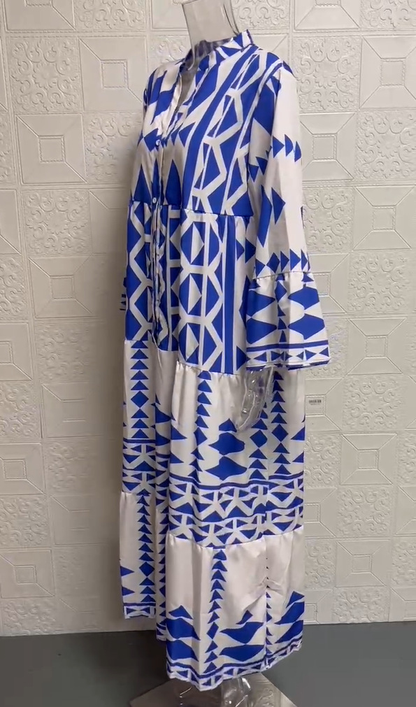 462g Weight Maxi Long Dress Dress Length Type Long Sleeve Sleeve Length Regular Dress Dresses Type Regular Sleeve Sleeve Type Polyester Fabric Type Mid Waist Waist Line Holiday, Daily Occasion V Neck Neckline Regular Fit Fit Type Printing Pattern Summer, Spring Season Women's Gender Printing, Button Design Streetwear Style Wholesale Women's Streetwear Printing Button Printing Holiday Daily V Neck Long Sleeve Regular Dress 7