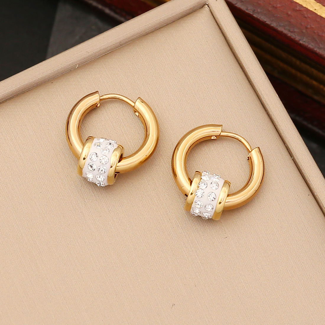 1 Pair Fashion Star Moon Heart Shape Plating Stainless Steel Rhinestones Earrings display picture 5