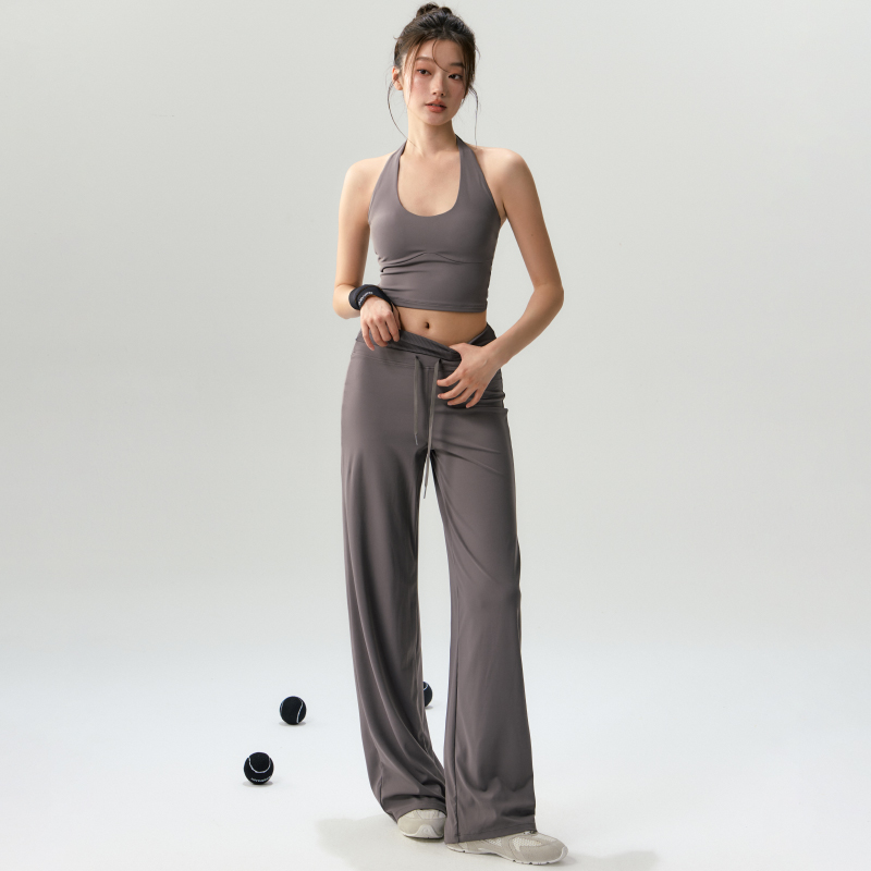 Sports Outdoor Yoga Pants for Women Pilates Training Fitness Pants Elastic Waist Loose Rope Quick-Drying Wide-Leg Pants