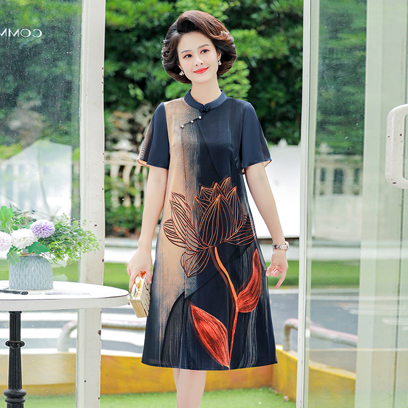 Summer fashionable shiffon long short sleeve dress
