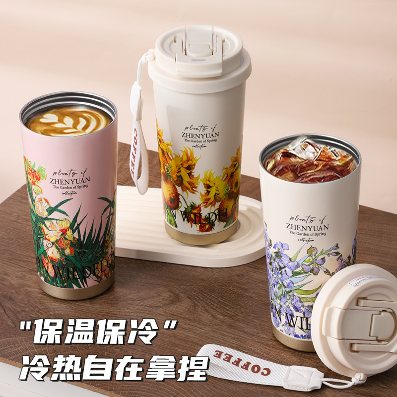 Large-Capacity Thermos Cup Wholesale 316 Stainless Steel High-Value Coffee Cup Smart Temperature Display Custom Water Bottle for Primary School Students