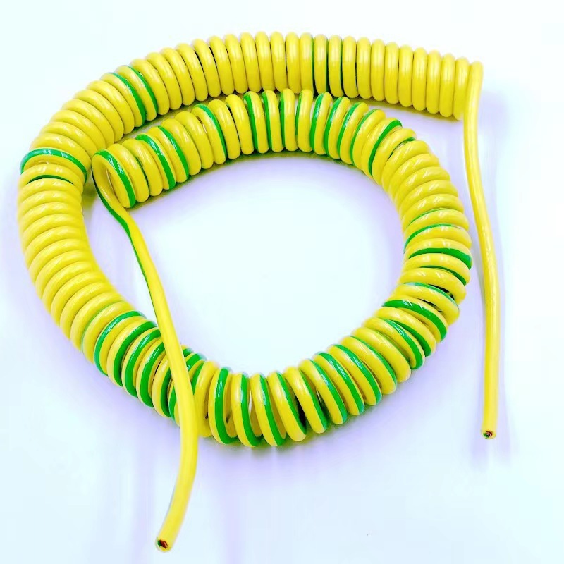 厂家弹簧线黄绿色接地线1.5/2/2.5/4/6平方高弹力纯铜弹弓电线