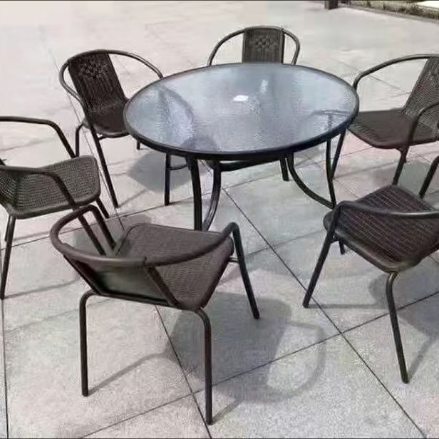 Mesa y silla al aire libre con paraguas combinación patio al aire libre jardín mesas y sillas tres piezas set casero ocio al aire libre balcón tabla plegable image 12