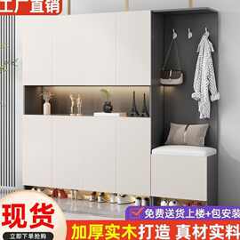 实木入户鞋柜玄关柜家用门口储物柜楼道走廊大容量一体靠墙收纳柜