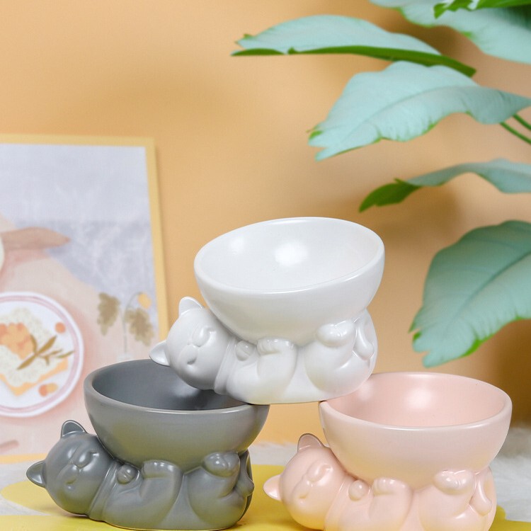 Pet Bowl, Cat Bowl, Dog Bowl, Elevated Slanted Bowl, Water Bowl, Food Bowl, Cat Bowl Stand, Ceramic Cat Bowl, Cross-Border Hot Seller