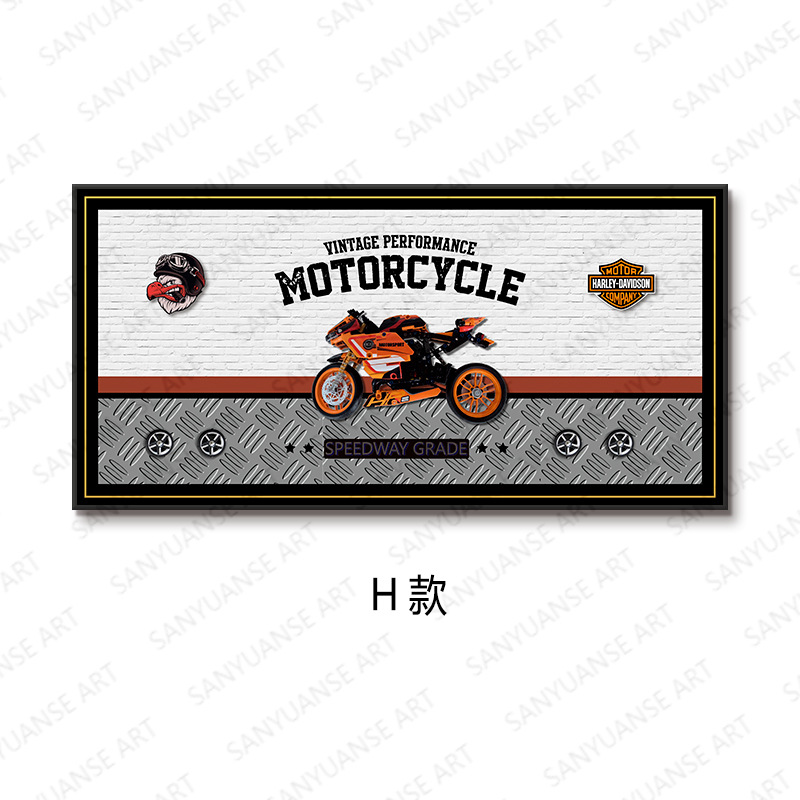 Bloques de construcción de moda Motocicleta porche pasillo mural habitación de los niños dormitorio decoración pintura Kawasaki BMW carreras todoterreno