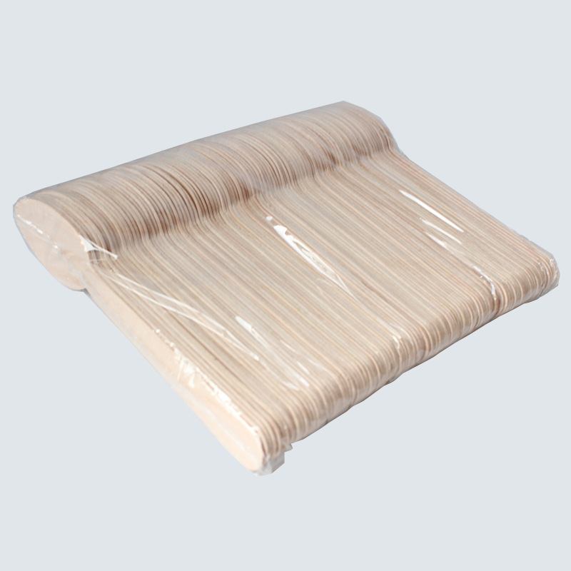 Cuchillo desechable de madera, tenedor y cuchara de tres piezas de madera protección del medio ambiente vajilla traje para llevar filete cuchillo de madera postre tenedor de madera y cuchara