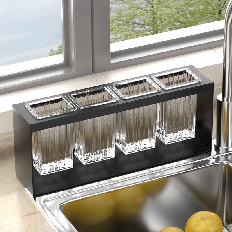 Encimera de cocina, estante para palillos, tubo para palillos domésticos, caja de almacenamiento de drenaje, cuchara multifuncional, tenedor, jaula para palillos de drenaje