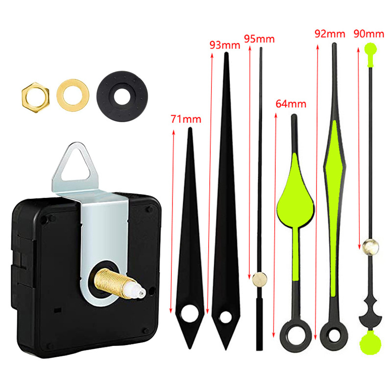 Set completo de movimiento de reloj nuevo modelo, venta caliente transfronterizo, silencioso y fluorescente luminoso, aguja de reloj metálica, para reloj de pared DIY