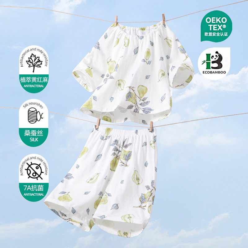 Baby Split Suit Summer Gauze Short-Sleeved Two-Piece Set for Baby Girls Light and Breathable Casual Home Clothes 7A Antibacterial