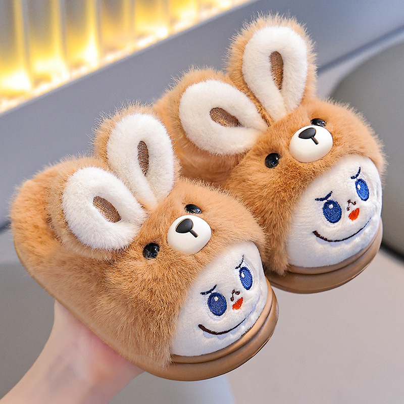 冬季新款可爱拉布儿童棉拖鞋男童女孩防滑保暖包脚后跟毛绒拖批发