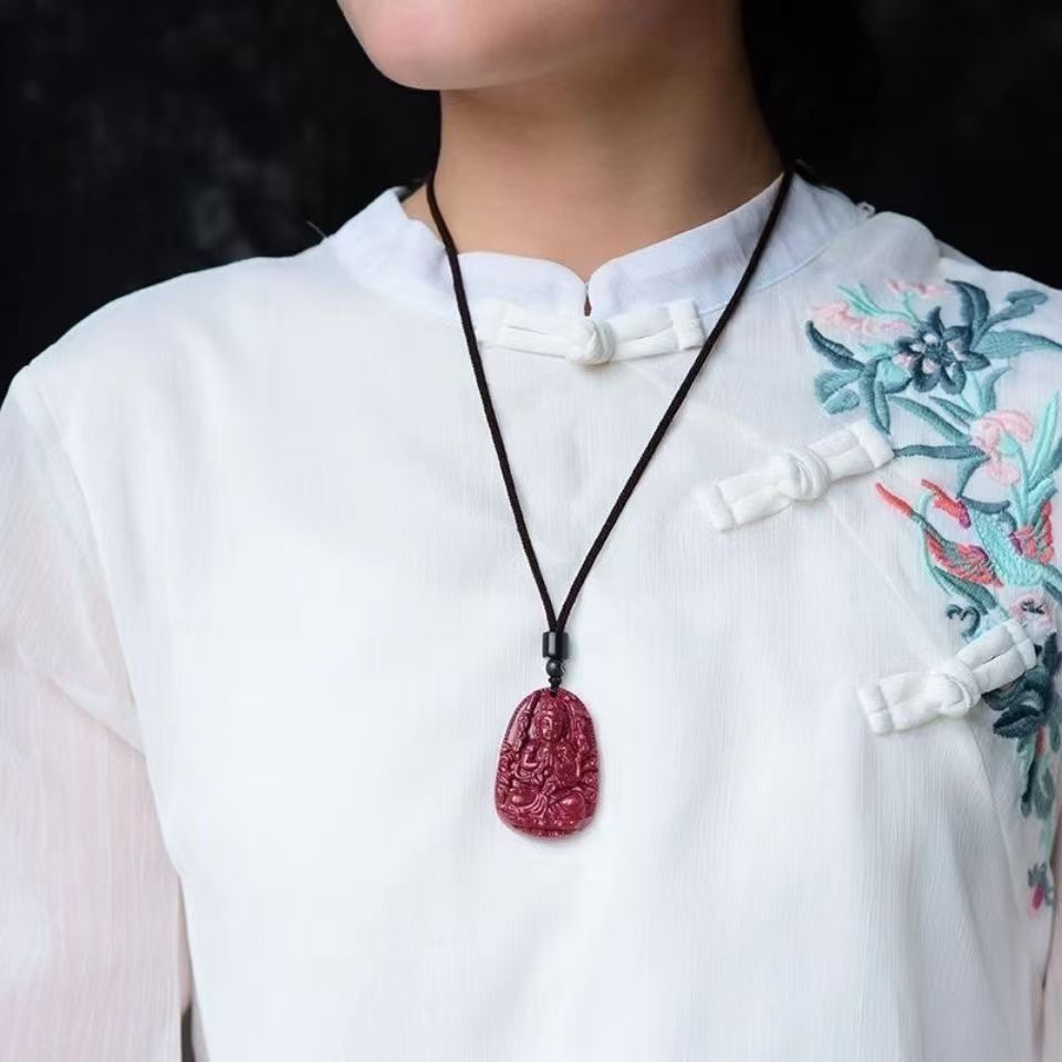 천연 CINNABAR BENMINGFO 도매 펜던트 조디악 수호 BODHISATTVA BENMINGNIAN 저 콘텐츠 CINNABAR