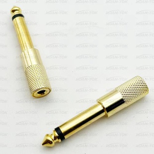 Gold-plated 6.5 to 3.5 female mono adapter microphone headset 3.5mm female to 6.35 male plug small to large