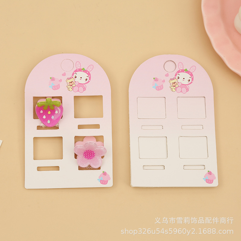 厂家直供新款小兔子印花儿童四卡位抓夹卡纸DIY发饰配件卡片批发
