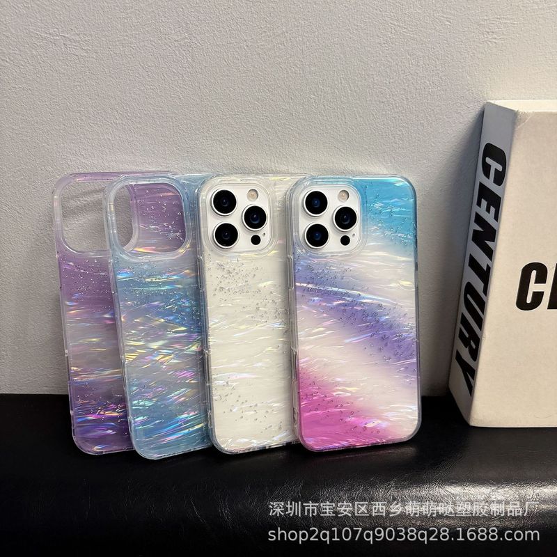 レーザーグラデーションギャラクシーシェルパターンiPhone14/13に適した12Apple 16/15PROMAXプラチナ携帯電話ケース|undefined