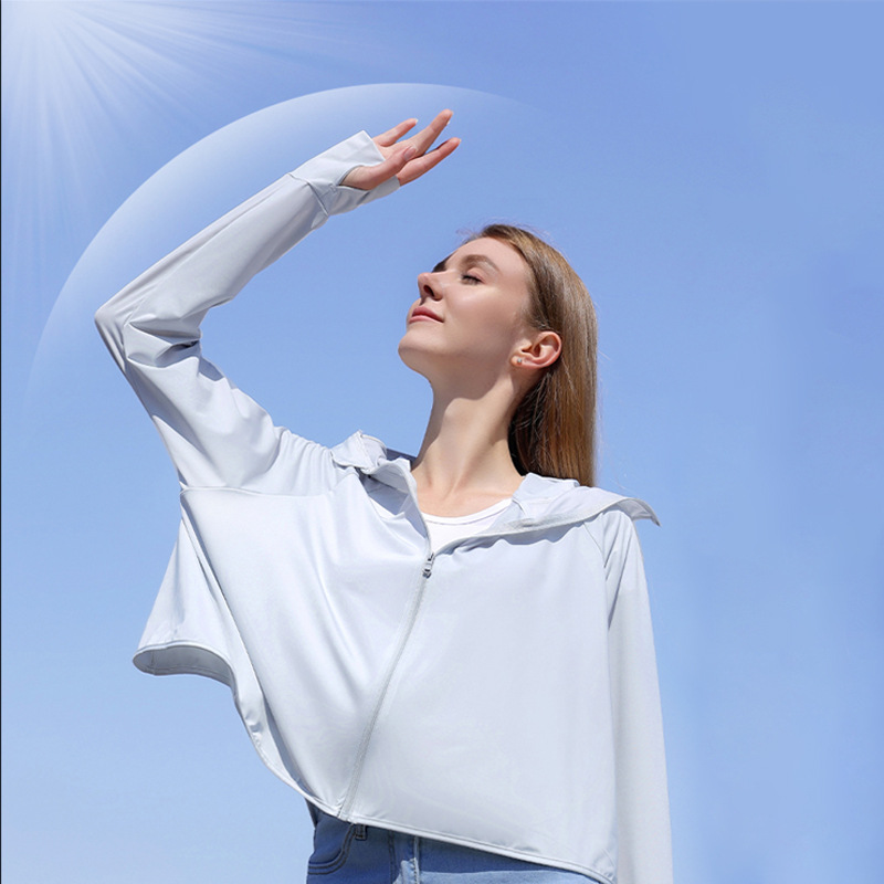 2023 Summer Solid Color Sun Protection Clothing Women's Ice Silk Sun Protection Shirt Outdoor Breathable Outdoor Sun Protection Travel Sunshade Breathable Coat
