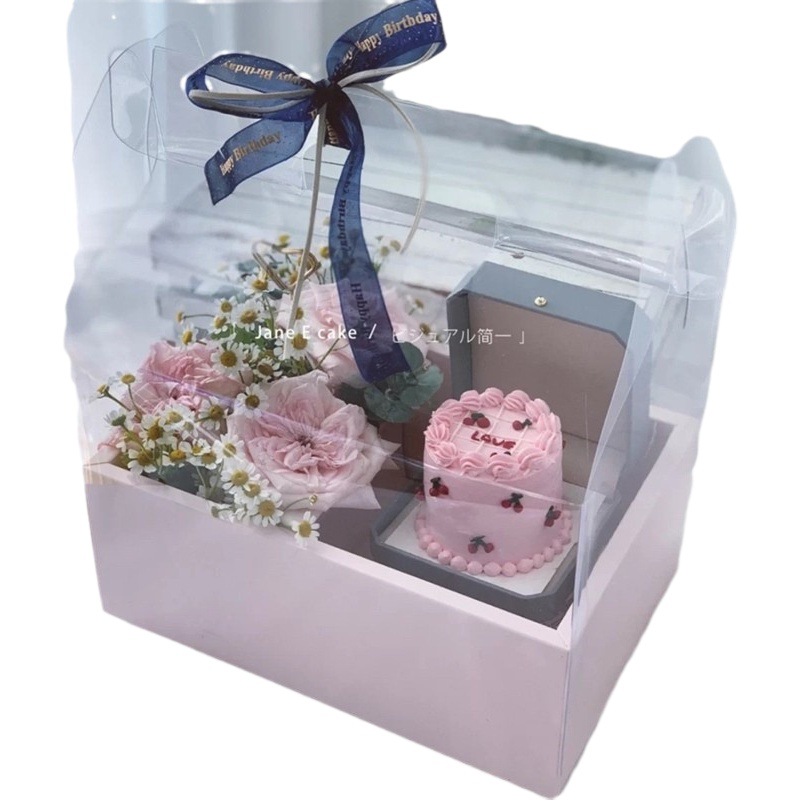 Caja de pastel de flores Día de San Valentín Caja de regalo de Año Nuevo Caja de dulces Caja de regalo de mano Internet Celebridad Caja de flores de pastel transparente