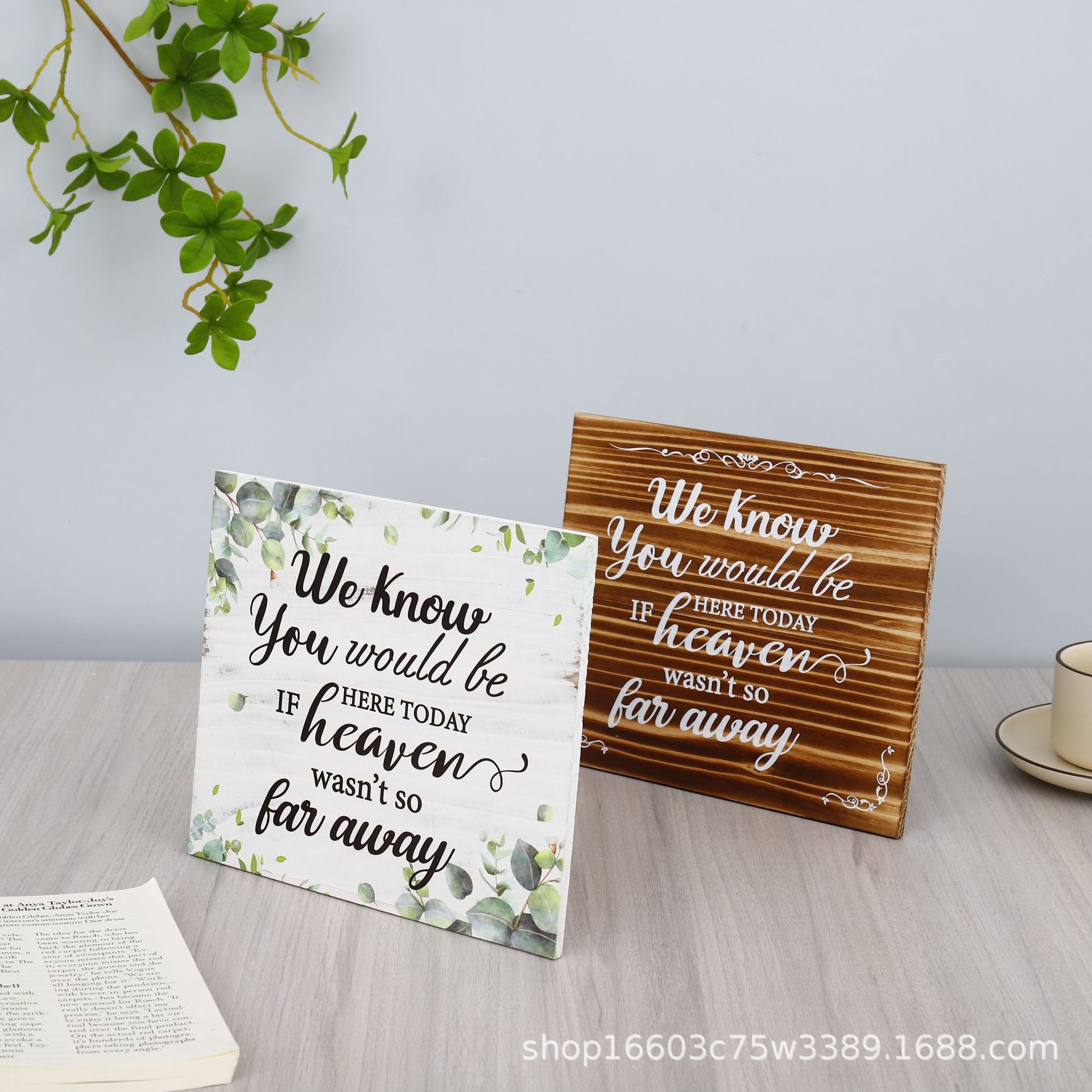 跨境趣味标语请脱鞋木质悬挂装饰门牌 UV印刷矩形木质挂牌门牌