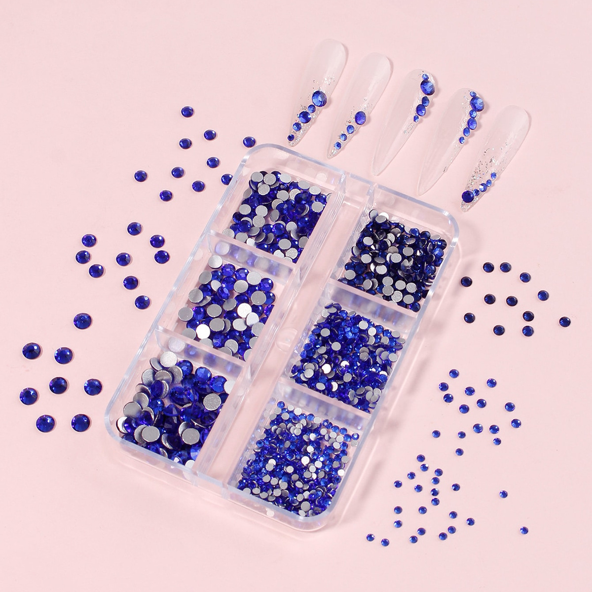 Cruz-frontera popular remache de uñas joyería no se desvanece mezclado 6-rejilla de metal largo hueco estrella Luna decoración de uñas