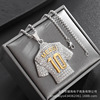 New hip -hop hiphop jewelry titanium steel gold diamond -plated football MESSI Messi No. 10 jersey pendant necklace