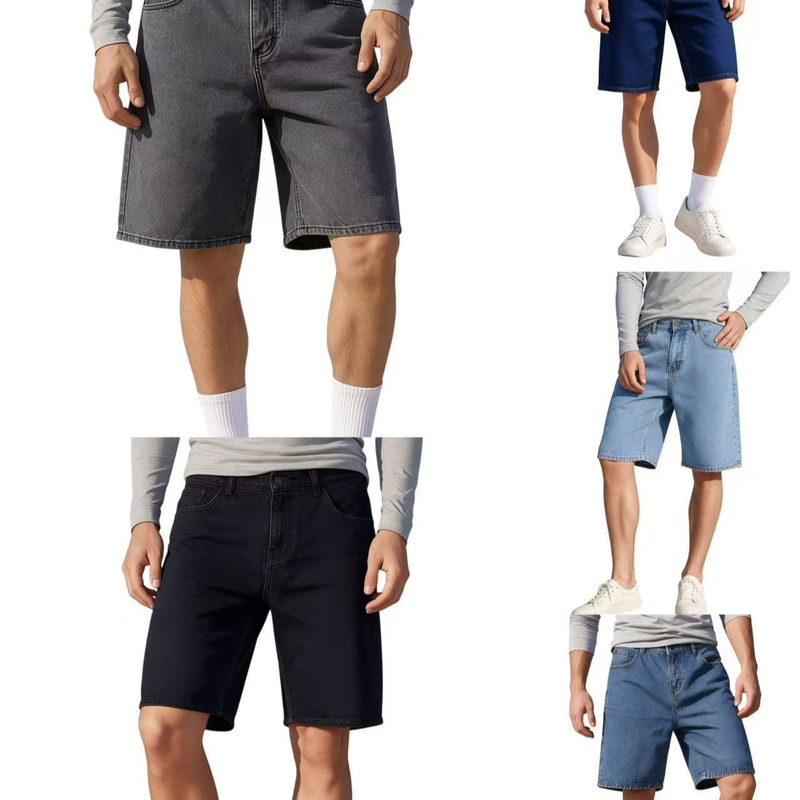 Trendy, loose-fitting, versatile, solid-color, multi-colored, straight-leg men's denim shorts, a popular item in European and American cross-border markets Trendy, loose-fitting, versatile, solid-color, multi-colored, straight-leg men's denim shorts, a popular item in European and American cross-border markets