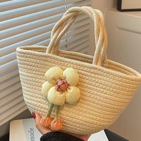 ♡ Cross-Border Korean Wholesale Bags 2025 New Women's Summer Handbags Niche Design Casual Woven Bags Cotton ♡ Cross-Border Korean Wholesale Bags 2025 New Women's Summer Handbags Niche Design Casual Woven Bags Cotton