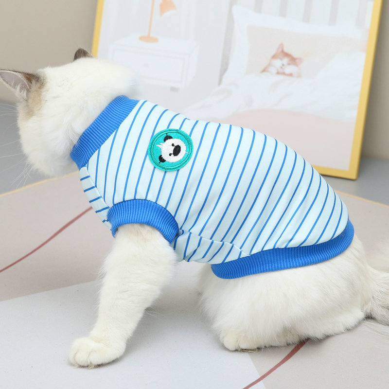 2022 Spring and Summer Pet Clothes Striped Cartoon Logo T-shirts Can…