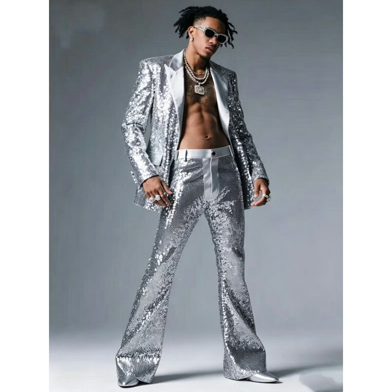 Cross-border shiny men's stage performance suit pants, sequined nightclub party men's fashion trousers